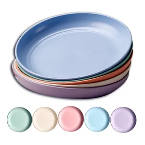 Factory wholesale wheat straw environmentally friendly biodegradable plastic dinner plate 25CM color plate