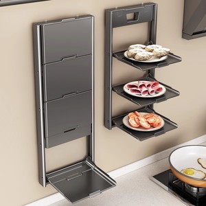 Étagère de rangement pliable à ventouses pour la préparation des aliments en <span class=keywords><strong>cuisine</strong></span>, organisateur mural multi-niveaux, support de rangement pour légumes, fruits, assiettes - Product Image 1