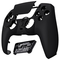 EXtremeRate Luna Coque avant noire personnalisée redessinée au toucher doux pour la réparation de la manette PS5, pièces de rechange et accessoires