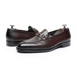 Mocassins en cuir pour hommes, style britannique, à bout carré, à lacets, pour le bureau et la carrière, tendance, avec mors de cheval, antidérapants, respirants, légers et confortables - Product Image 5