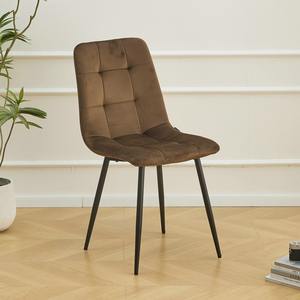 Sillas de Comedor Elegantes para Hotel: Detalle Acolchado de Terciopelo Marrón con Patas Negras, Perfectas para Comedor o Sala de Estar - Product Image 2