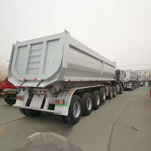 Precio de fábrica: Semirremolque volquete trasero de 3 ejes en forma de U con caja de carga de acero de elevación hidráulica, de servicio pesado, 34 m³, 28 toneladas, con tren de aterrizaje fácil. - Product Image 4