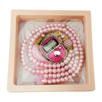 Chapelet de prière Tasbih Islamique religieux verre perle perles d'inquiétude numérique doigt Tally compteur avec boîte bijoux islamiques
