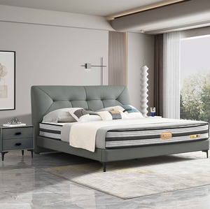 Lit de rangement multi-styles réglable, minimaliste et luxueux, avec revêtement en cuir véritable, structure en acier durable et housse amovible - Product Image 2