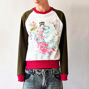 Custom Manufacturer <b>Patchwork</b> Dtg Print Graphic Crewneck Sweatshirt Thick Fleece Heavy Weight Oversized Long Sleeve <b>Shirts</b> - Product Image 1