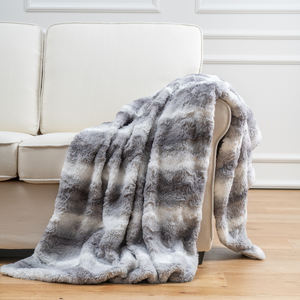 <span class=keywords><strong>Couverture</strong></span> en vison super douce et soyeuse, rayures grises, surdimensionnée, Chinchilla, ombre, <span class=keywords><strong>renard</strong></span>, charbon, fausse <span class=keywords><strong>fourrure</strong></span>, pour canapé et canapé - Product Image 1