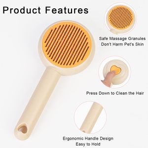 Low MOQ Portable Handheld Luxury Simple Stainless Steel Cat Slicker <b>Brush</b> with Doughnut Design Self Cleaning - Product Image 3