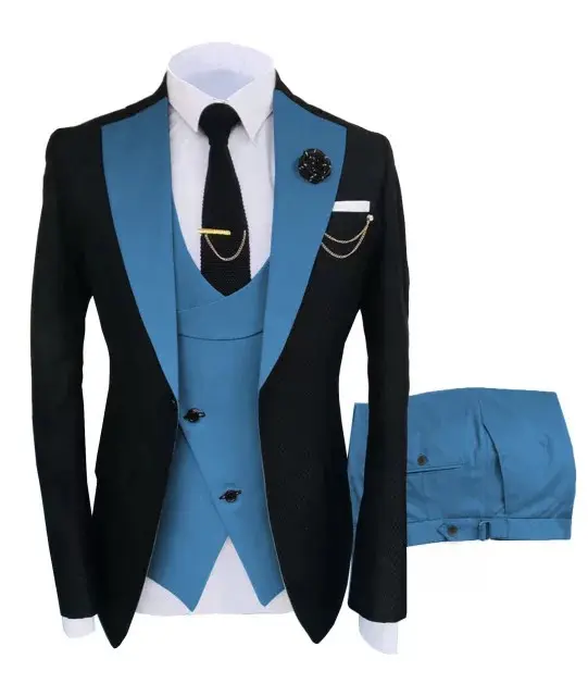 2021 New Custom Trending Elegant Groom Peaked Lapel Wedding Vests Shirts Fit Stud Lapel Trouser Men Tuxedo Suit