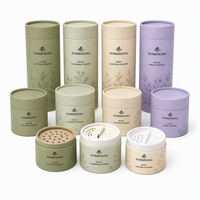 Boîte cylindrique en papier kraft gaufré avec film optique pour masques exfoliants personnalisables, poudres nettoyantes et sels de bain