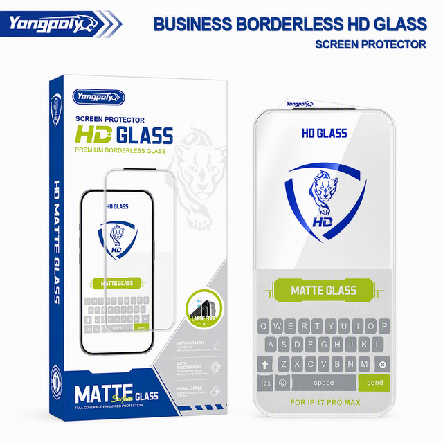 Wholesale Grade AAA Half HD Clear Half Matte Frosted 3D Radian Tempered Glass Screen Protector for 17 Pro Max 9H