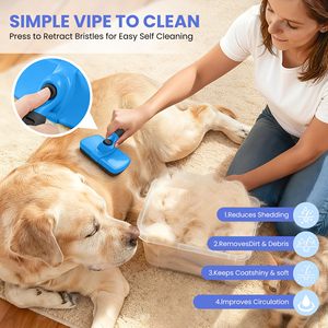 6 in 1 Professional Dog <b>Grooming</b> <b>Kit</b> Stainless Steel Silicone Brushes Dematting Comb Nail Clipper <b>for</b> Short/Long Hair Dogs Cats - Product Image 4