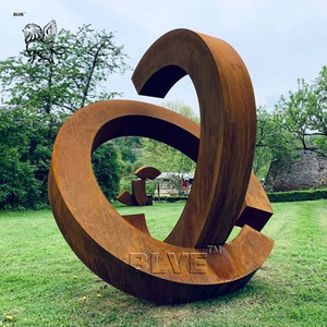 Sculpture de <span class=keywords><strong>rose</strong></span> en acier corten rouillé, grande taille, décoration de jardin d'extérieur, statue de paysage de parc, BLVE - Product Image 3