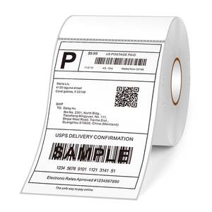 High-quality waterproof and oil-resistant 100x150mm (4x6 inch) direct thermal shipping label rolls for packaging. - Product Image 5