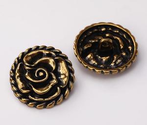Boutons métalliques fantaisie 3D en laiton doré et argenté, en forme de fleurs, gaufrés, avec capuchon diamanté, pour vêtements, 14MM 20MM 25MM - Product Image 2