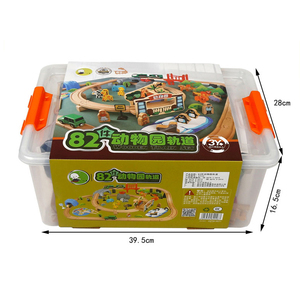 Ensemble de <span class=keywords><strong>train</strong></span> en bois en gros pour enfants avec 82 pièces de rails, pont, tunnel, animaux du zoo, jouet éducatif précoce pour enfants - Product Image 4