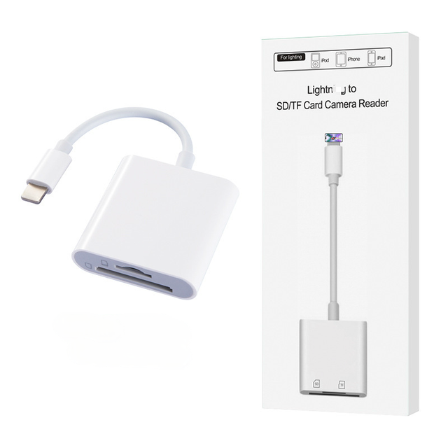 OTG Multi-in-One Multi-Port Type-C / 8 Pin Card Reader TF/SD Compatible with Android Phones, Tablets, Laptops, and Camera Cards