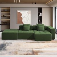 Ensemble de canapé sectionnel modulaire en forme de L canapé de sol en tissu côtelé avec conception de nuage rempli de mousse pour les hôtels ou le salon