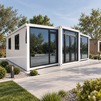 Bâtiment préfabriqué en conteneurs avec un plan à double aile, système de maison extensible et modules pliables intégrés