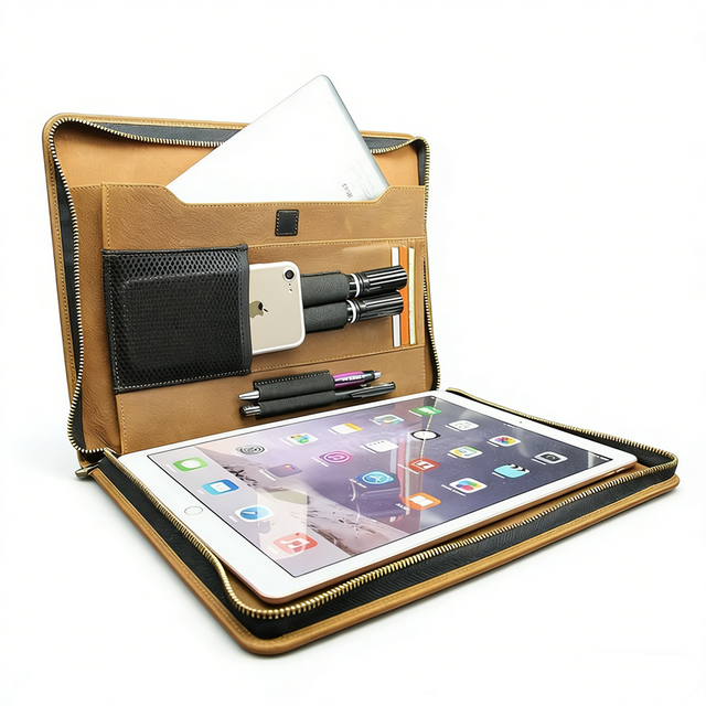 Aarons Genuine Leather Scratch Proof Eco-Friendly Opening Bag Style Book Tablet Case iPad Pro 12.9 Inch 9.7 Inch Durable Premium