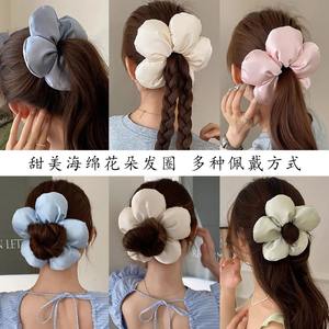 Новинка, оптовая продажа, большие резинки для волос с хвостиком для женщин, обруч для укладки волос в салон, модная губчатая повязка для волос с цветами для выпускного вечера - Product Image 3