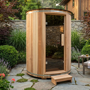Sauna de Vapor Moderna para Exteriores, Resistente a la Intemperie, Ecológica, para 3-4 Personas, Cabaña de Madera, Techo Acrílico Impermeable, Calentador Harvia de 7 Colores - Product Image 1
