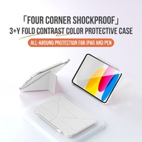 Étui pour iPad antichoc, support pliable multi-angles 3+Y, étui fin pour tablette avec fonction veille/réveil automatique et support pour stylet