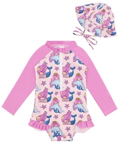 <span class=keywords><strong>Maillot</strong></span> de <span class=keywords><strong>bain</strong></span> une pièce pour bébé fille, <span class=keywords><strong>maillot</strong></span> de <span class=keywords><strong>bain</strong></span> à fermeture éclair pour tout-petits, manches longues, protection solaire UPF 50+, pour 3M-4T - Product Image 1