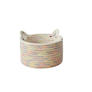 Handmade Woven Cotton Rope Storage <b>Basket</b> Round Fabric Toy Organizer Standing Type 100% Cotton - Product Image 5