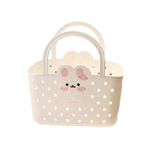 <b>Small</b> Plastic Bathing <b>Basket</b> with Drainage for Student Dormitory Toiletries Storage Hollowed Out Shower <b>Basket</b> - Product Image 1