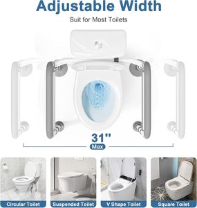 Nhà vệ sinh chỗ ngồi risers cho người cao niên với điều chỉnh độn cánh tay nâng cao nhà vệ sinh an toàn chỗ ngồi cho tiêu chuẩn hoặc kéo dài commode - Product Image 2