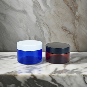 Envase Cosmético al por Mayor en Stock, Tarro Redondo de PET Azul Ámbar de 50/80/100/120/150/180/250 ml para Crema Corporal y Facial - Product Image 1