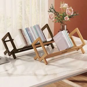 Solid Wood Desktop Bookshelf Minimalist Modern Style Small Storage Rack For <b>Study</b> Or Living Room - Product Image 1