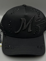 Groothandel Luxe Zwarte Gorras Hoeden Dames Retro Baseball Caps met Strass & Bladmotief Gebogen Klep