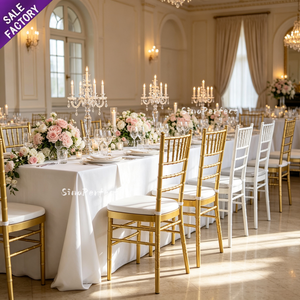 Chinese Manufacturer Gold White Metal Stacking Chavari Chivari Tiffanie Banquet <b>Chair</b> With Seat <b>Pad</b> - Product Image 1