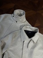 Correa de Hombro Desestructurada de Lana con Logotipo Personalizado | |   Abrigo de lana grueso y cálido para hombre, con cuello vuelto, estilo melange, para primavera y otoño.