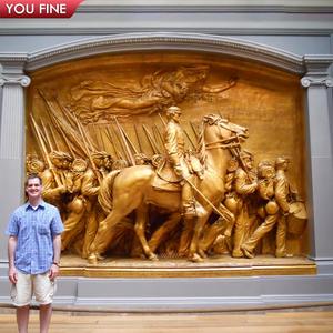 Grande Rilievo Murale in Bronzo di Robert Gould Shaw con Cavallo per Esterni - Product Image 3