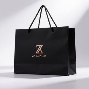 Sac en papier kraft personnalisé pour vêtements, matériaux recyclés avec logo imprimé offset et fermeture magnétique, emballage alimentaire - Product Image 1