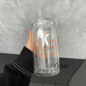 New Arrival Unbreakable 12 Oz Double <b>Wall</b> Clear Tumbler 12Oz Snowglobe Pre Drilled Glitter Acrylic Plastic Can for <b>Vinyl</b> - Product Image 3