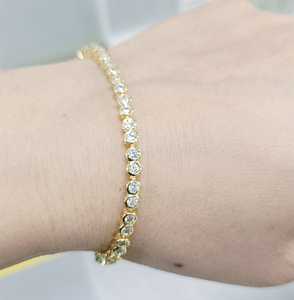 Brass Gold Plated Round CZ Tennis <b>Bracelet</b> Women Dainty Bezel <b>Set</b> Cubic Zirconia Gold <b>Bracelet</b> Bulk - Product Image 4