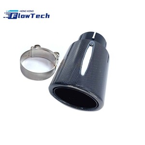 Universal <b>Car</b> Exhaust Muffler Tip Black Carbon Fiber Straight Edge / Rolled Edge Design for Vehicle Modification Decoration - Product Image 1
