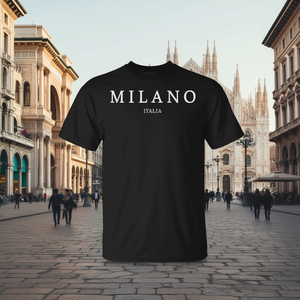 Camiseta inspirada en Milán, Italia, ropa informal de moda para hombre, color negro - Product Image 3