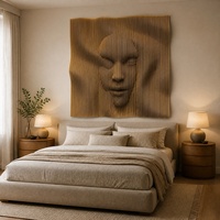Sculpture murale en bois paramétrique 3D personnalisée, art mural abstrait moderne en bois sculpté pour hôtel, villa, mur de fond