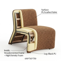 Fauteuil de salon incurvé en tissu personnalisé, fauteuil d'appoint commercial pour hôtel et bureau, structure solide, canapé simple rembourré