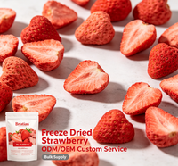 Gefreeze-droogde aardbeienplakjes, knapperig, zonder toevoegingen, gezonde snack, bakkerij grondstof, OEM, private label, fabriekslevering, Bnatian