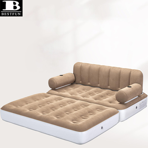 Sofá Cama Inflable 5 en 1 Tamaño Queen con Cabecera y Bomba, Sofá de Aire Convertible para el Hogar, Invitados y Camping - Product Image 4