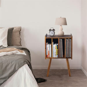 Support de <span class=keywords><strong>tourne</strong></span>-<span class=keywords><strong>disque</strong></span> en bois à deux niveaux, support de rangement pour disques vinyles, support de présentation, écologique, multifonction - Product Image 3