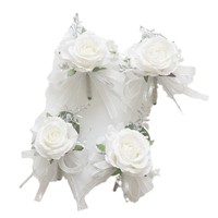 Yi Ya Ge 24132 Westliche Stoffblumen-Korsage im Waldthema für Hochzeiten, Bankette und Partys - Weiß-Silber