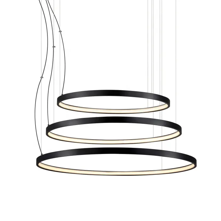 מודרני טבעת עיצוב שלוש מעגל טבעת פנימי תאורה led נברשות תליון אורות