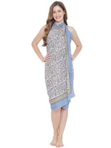 Sarong en coton imprimé à la main, très tendance, pour femme, léger, idéal comme paréo de bikini, pour la plage et les vacances d'été - Product Image 3