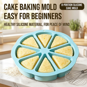 Moule à gâteau triangulaire en silicone à 8 cavités, qualité alimentaire, flexible, antiadhésif, résistant au four, avec bords arrondis pour la pâtisserie à la maison - Product Image 1